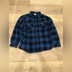 Dickies Jacket Mens XL Blue Black Plaid Fleece Lined Button Quilted Work Shirt